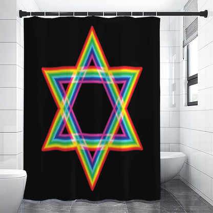 Rainbow Star of David Print Shower Curtain