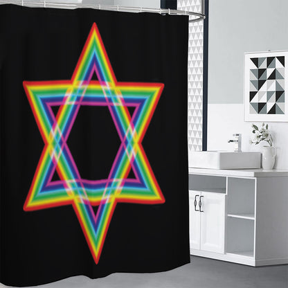 Rainbow Star of David Print Shower Curtain