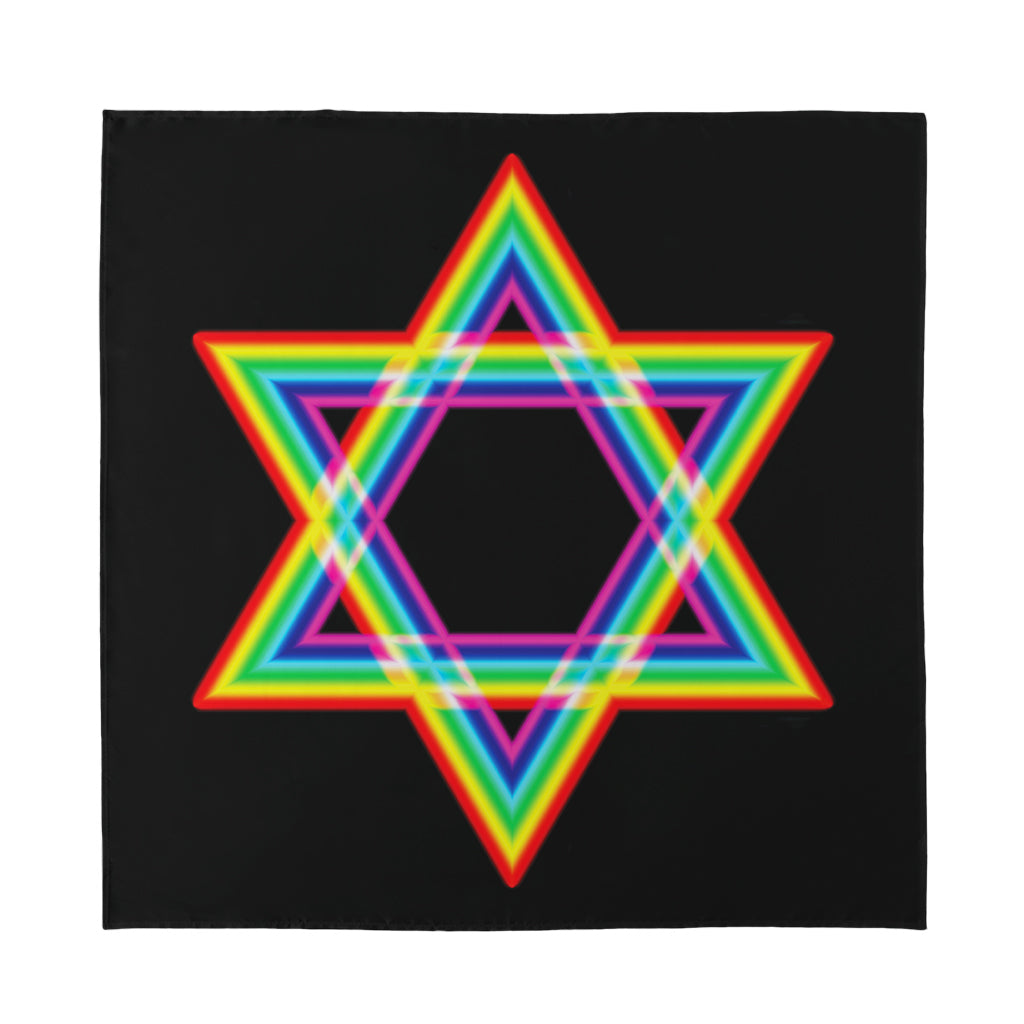 Rainbow Star of David Print Silk Bandana