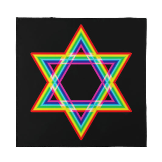 Rainbow Star of David Print Silk Bandana