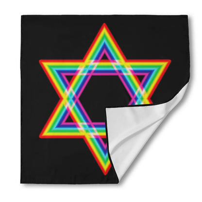 Rainbow Star of David Print Silk Bandana