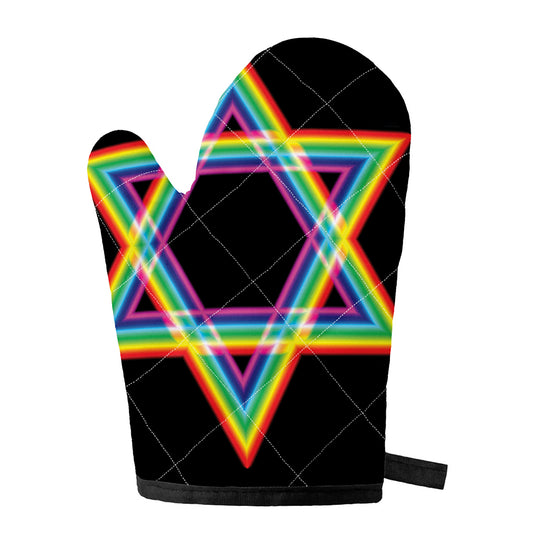 Rainbow Star of David Print Single Oven Mitt