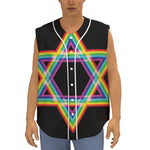Rainbow Star of David Print Sleeveless Baseball Jersey