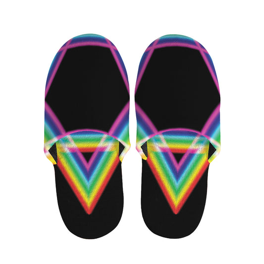 Rainbow Star of David Print Slippers
