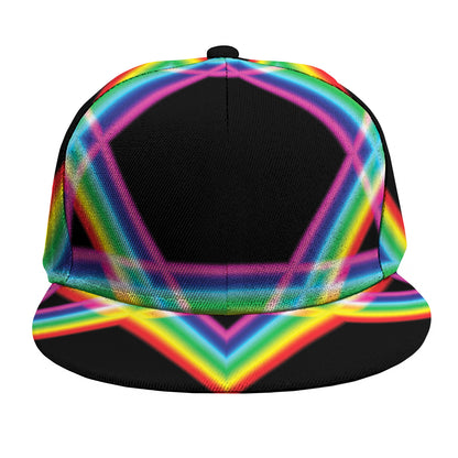 Rainbow Star of David Print Snapback Cap