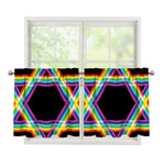 Rainbow Star of David Print Tier Curtains
