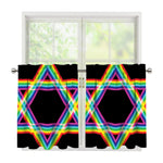 Rainbow Star of David Print Tier Curtains