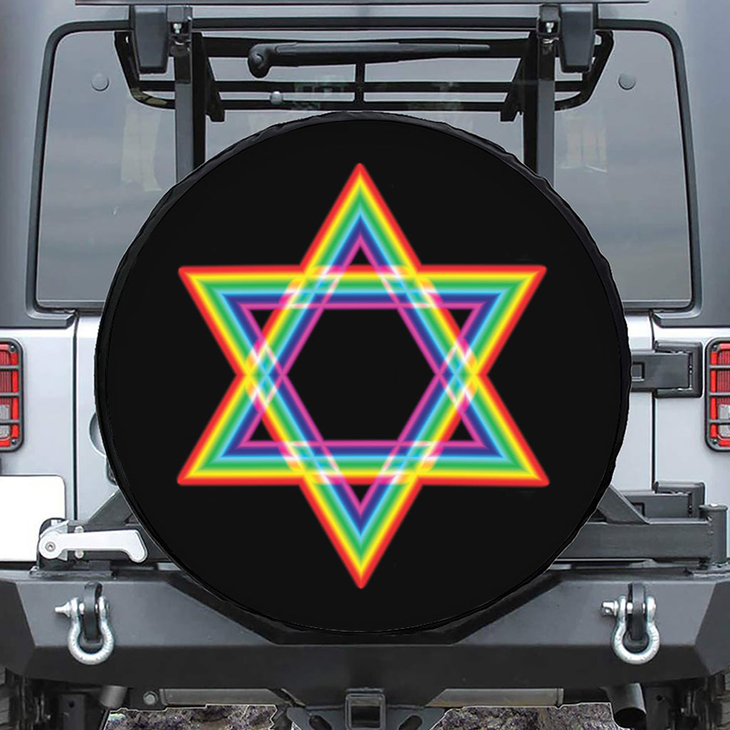 Rainbow Star of David Print Tire Cover