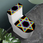 Rainbow Star of David Print Toilet Lid And Tank Cover Set