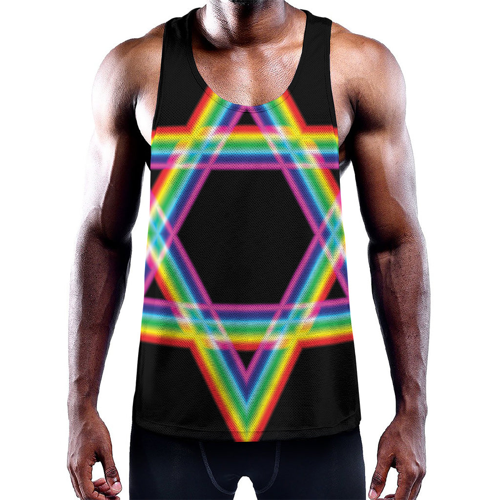 Rainbow Star of David Print Training Tank Top