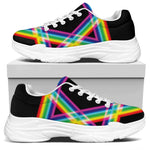 Rainbow Star of David Print White Chunky Shoes