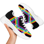 Rainbow Star of David Print White Chunky Shoes