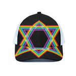 Rainbow Star of David Print White Mesh Trucker Cap