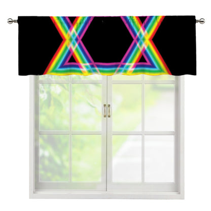 Rainbow Star of David Print Window Valance