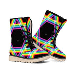 Rainbow Star of David Print Winter Boots