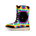 Rainbow Star of David Print Winter Boots