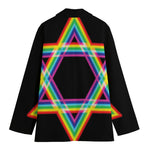 Rainbow Star of David Print Women's Blazer