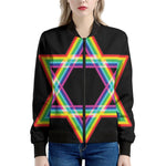 Rainbow Star of David Print Women's Bomber Jacket