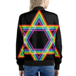 Rainbow Star of David Print Women's Bomber Jacket