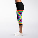 Rainbow Star of David Print Women's Capri Leggings