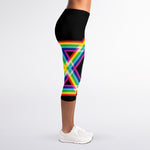 Rainbow Star of David Print Women's Capri Leggings