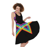 Rainbow Star of David Print Women's Sleeveless Dress