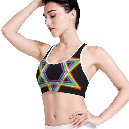 Rainbow Star of David Print Women's Sports Bra