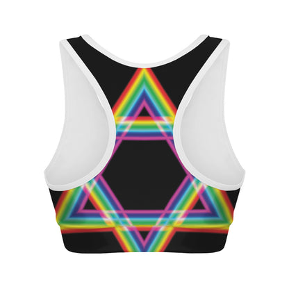 Rainbow Star of David Print Women's Sports Bra