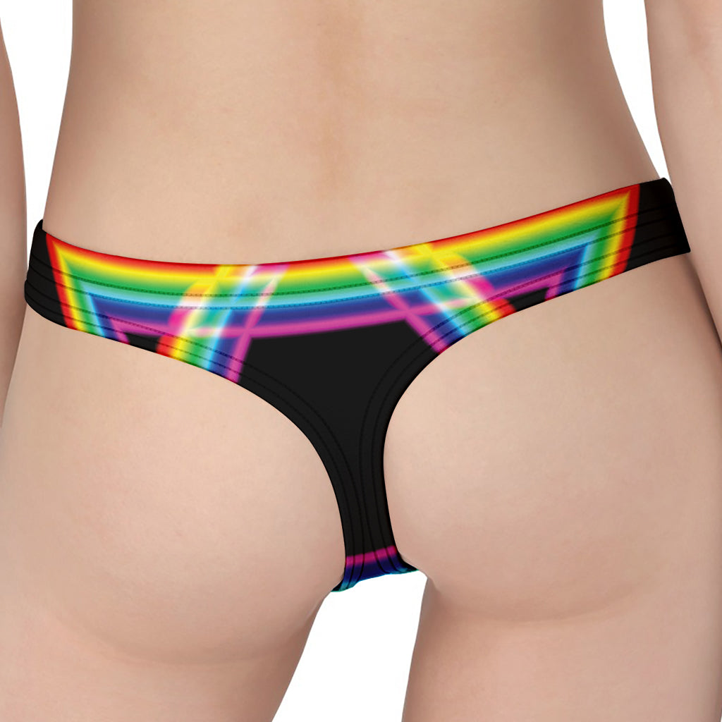 Rainbow Star of David Print Women's Thong