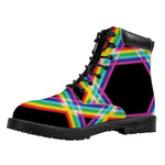Rainbow Star of David Print Work Boots