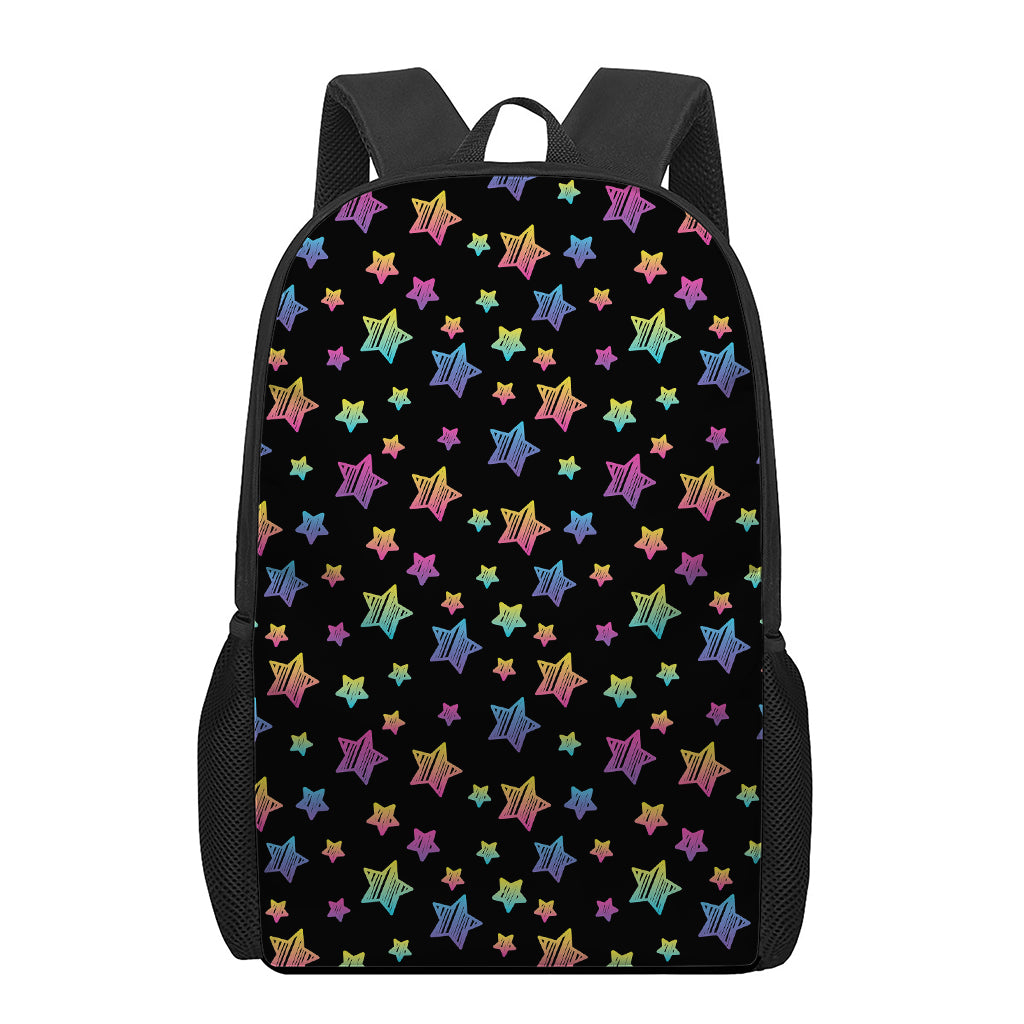 Rainbow Stars Pattern Print 17 Inch Backpack