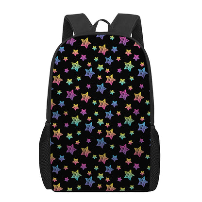 Rainbow Stars Pattern Print 17 Inch Backpack