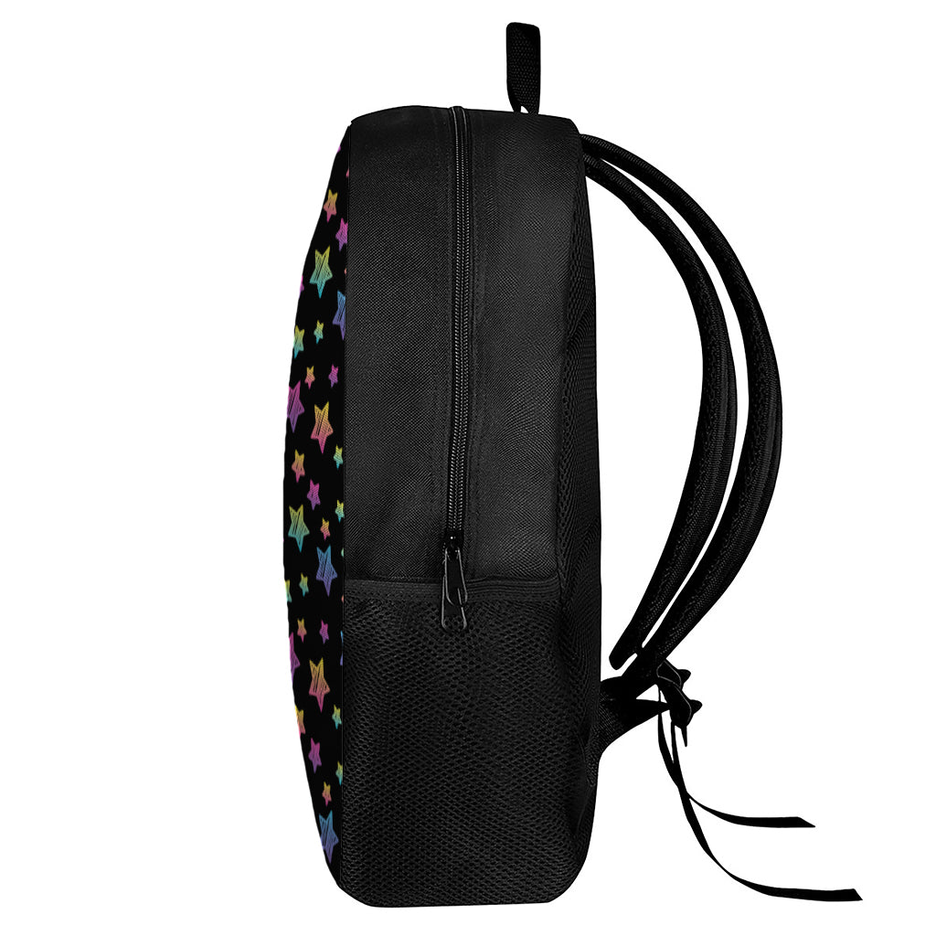 Rainbow Stars Pattern Print 17 Inch Backpack
