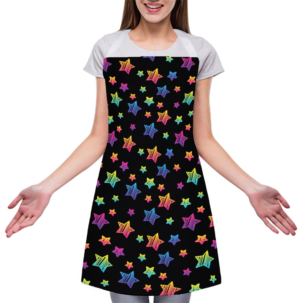 Rainbow Stars Pattern Print Adjustable Apron