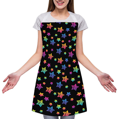 Rainbow Stars Pattern Print Adjustable Apron