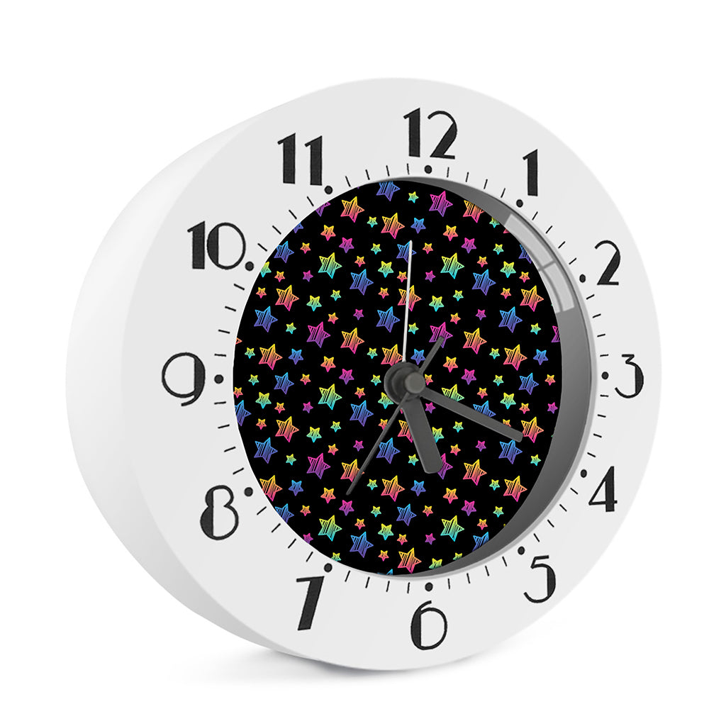 Rainbow Stars Pattern Print Alarm Clock