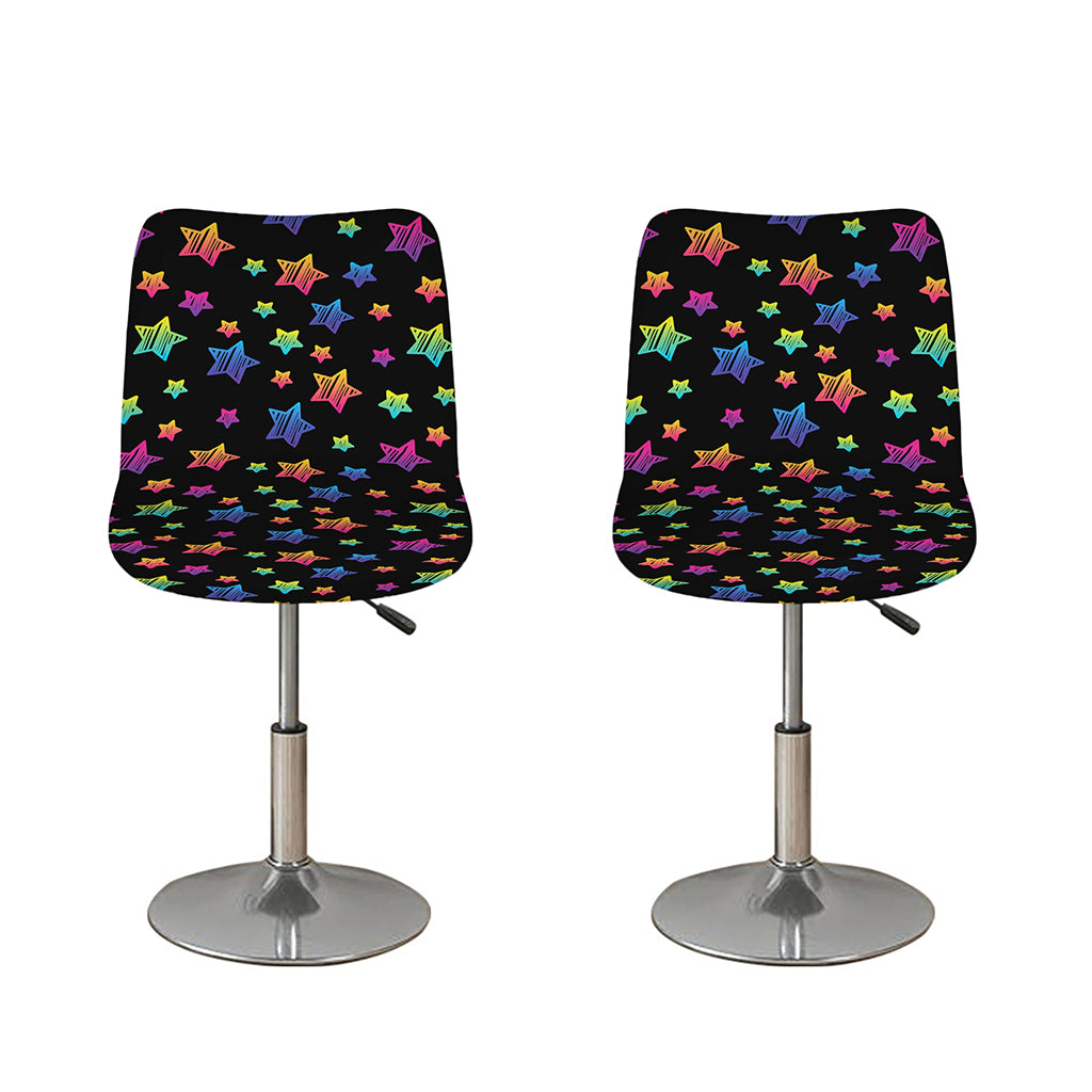 Rainbow Stars Pattern Print Bar Stool Covers