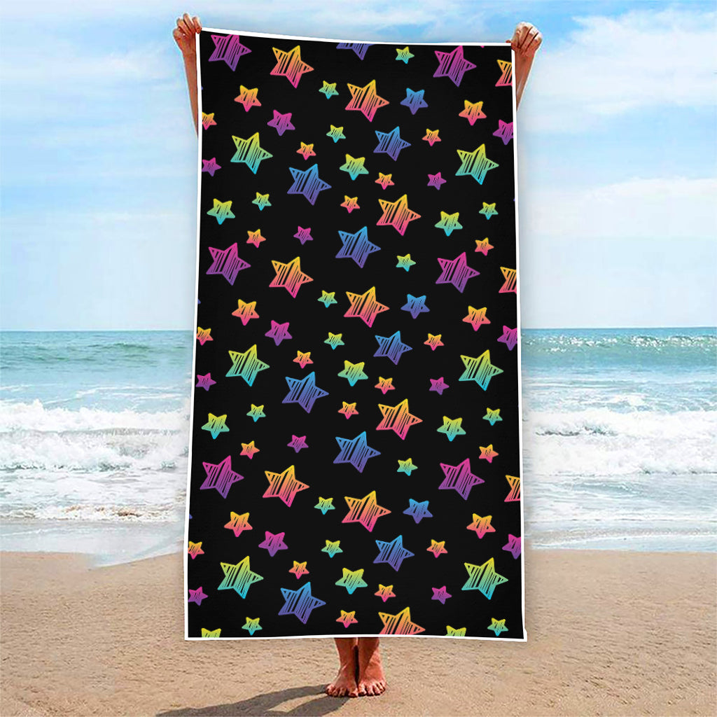 Rainbow Stars Pattern Print Beach Towel