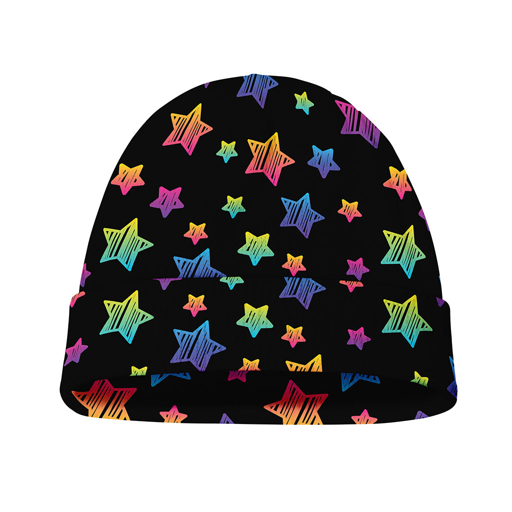 Rainbow Stars Pattern Print Beanie