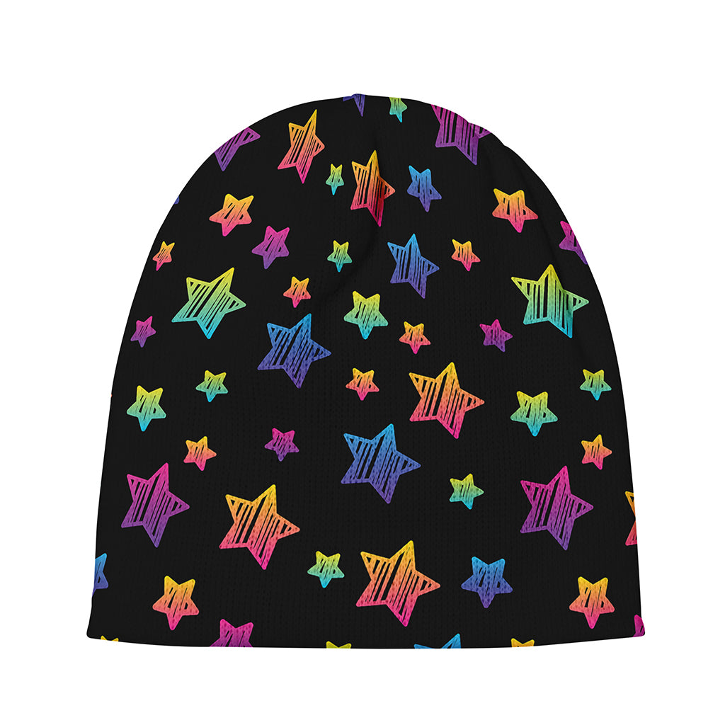 Rainbow Stars Pattern Print Beanie