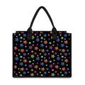 Rainbow Stars Pattern Print Canvas Tote Bag