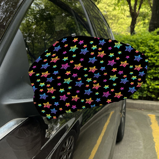 Rainbow Stars Pattern Print Car Side Mirror Covers