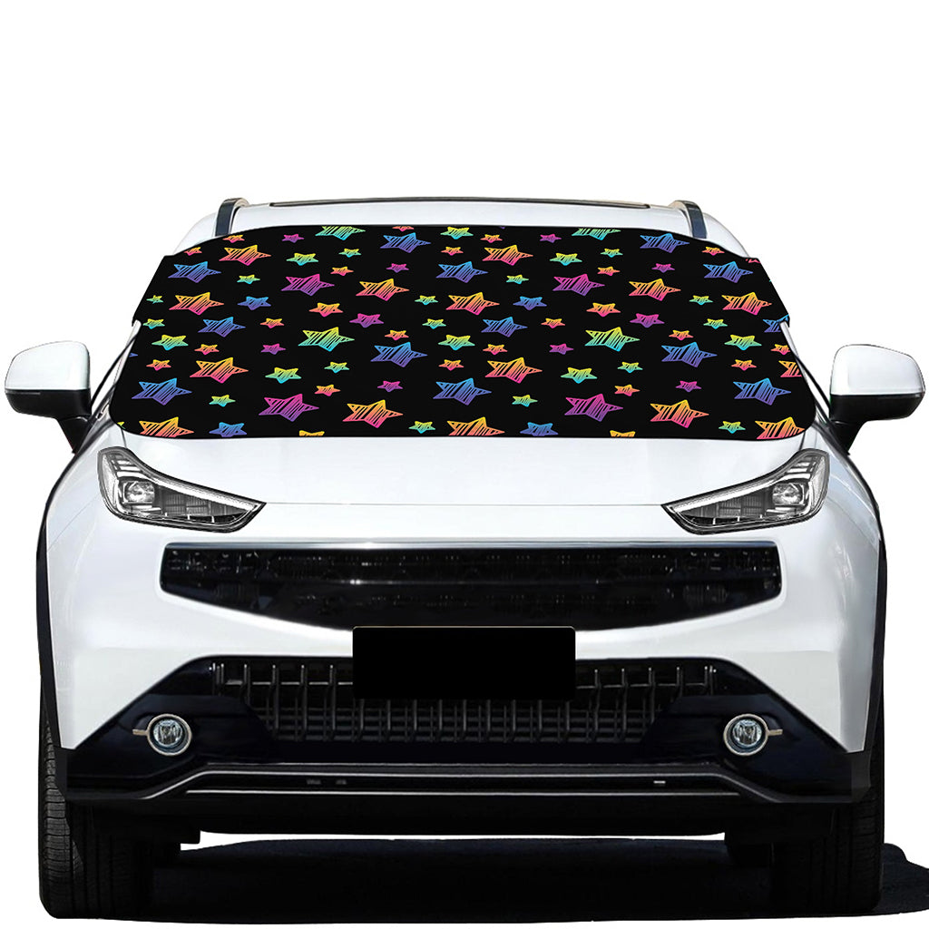 Rainbow Stars Pattern Print Car Windshield Snow Cover