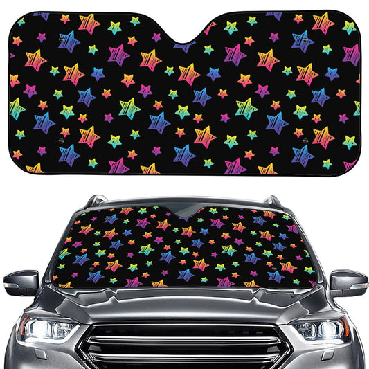 Rainbow Stars Pattern Print Car Windshield Sun Shade
