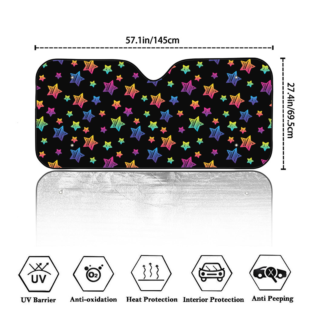Rainbow Stars Pattern Print Car Windshield Sun Shade