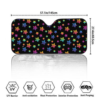 Rainbow Stars Pattern Print Car Windshield Sun Shade