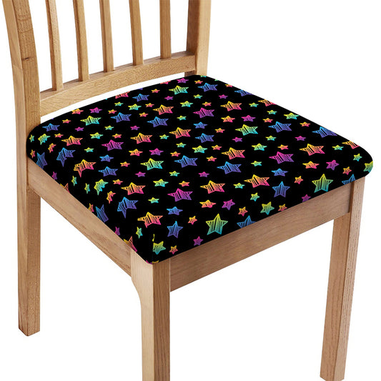 Rainbow Stars Pattern Print Chair Cushion Cover