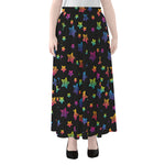 Rainbow Stars Pattern Print Chiffon Maxi Skirt