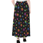 Rainbow Stars Pattern Print Chiffon Maxi Skirt