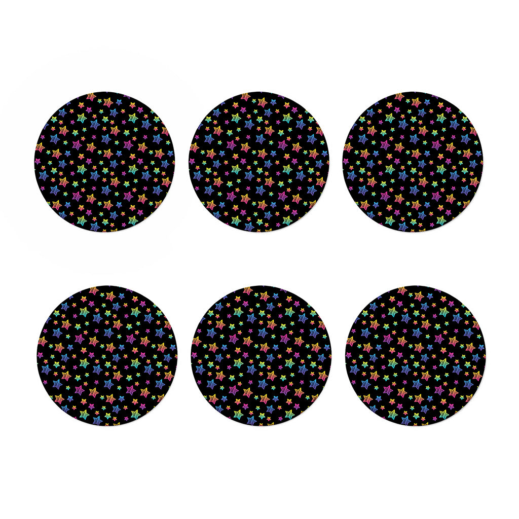 Rainbow Stars Pattern Print Coaster Set